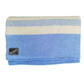 100% Pure Wool Blanket - White & Blue