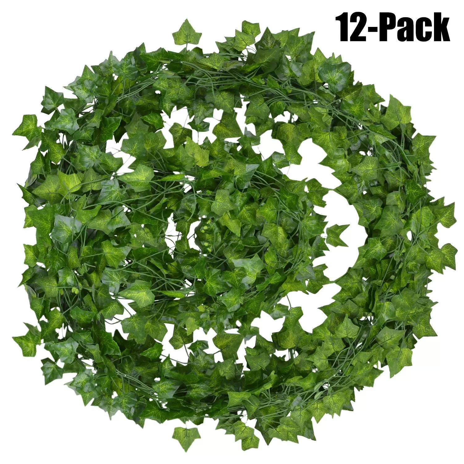 12Pcs 2M Ivy Green Fake Leaves Garland Plant Vine Foliage Home Decor Plastic Rattan String Wall Deco