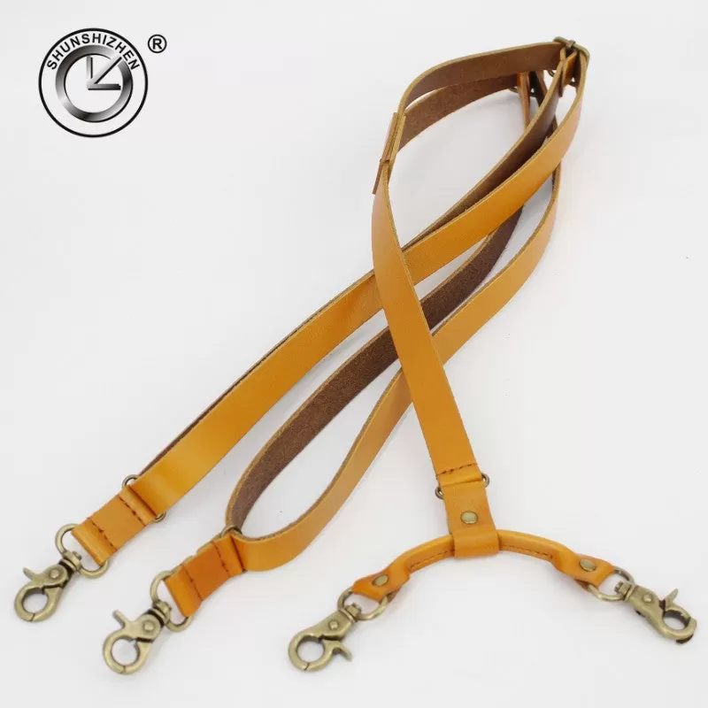 1.7Cm High Quality Real Cowhide Split Leather Strap Women Men Unisex Hook Suspenders