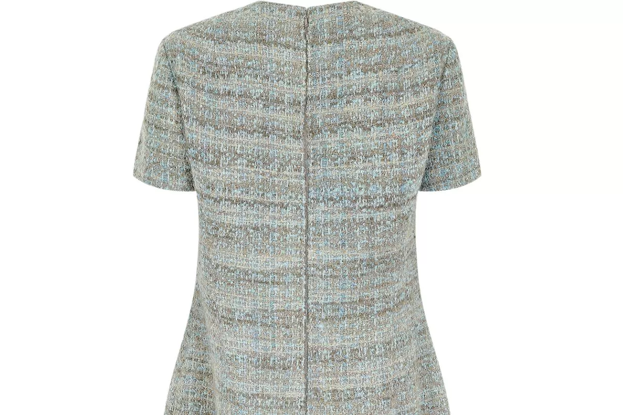 1960s Turquoise and Taupe Boucle Wool Dress