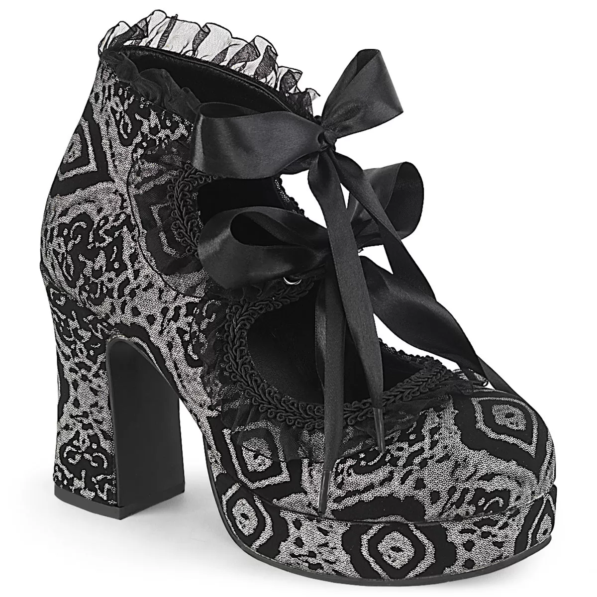 3 Inch Platform GOTHIKA-53 Silver Nubuck