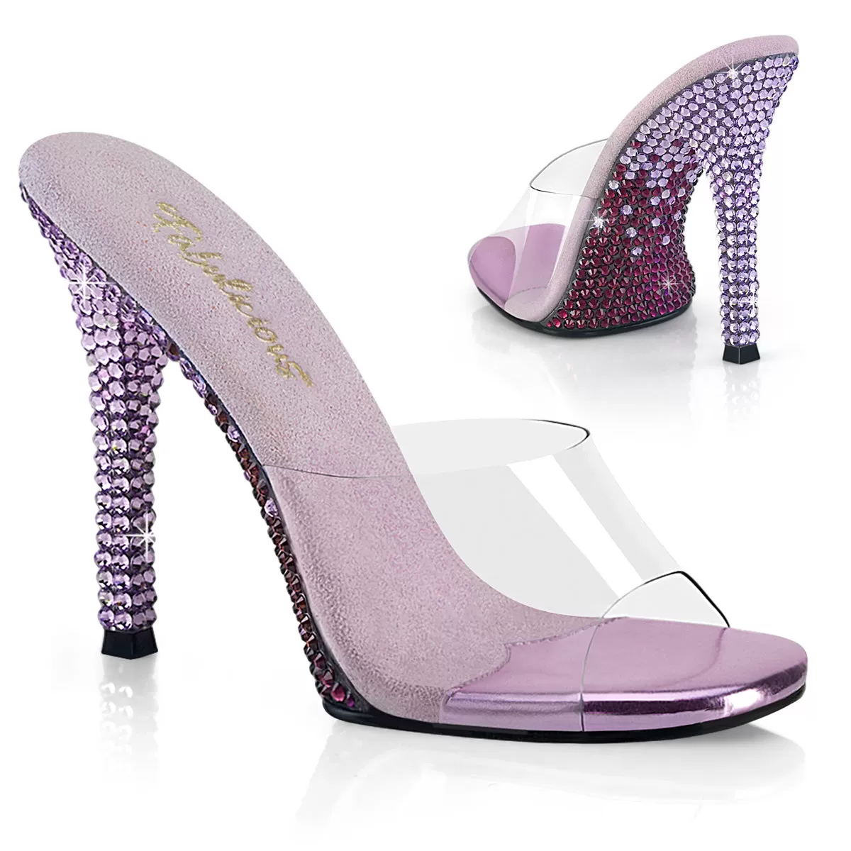 4 Inch Heel GALA-01DMM Clear Lavender Rhinestone