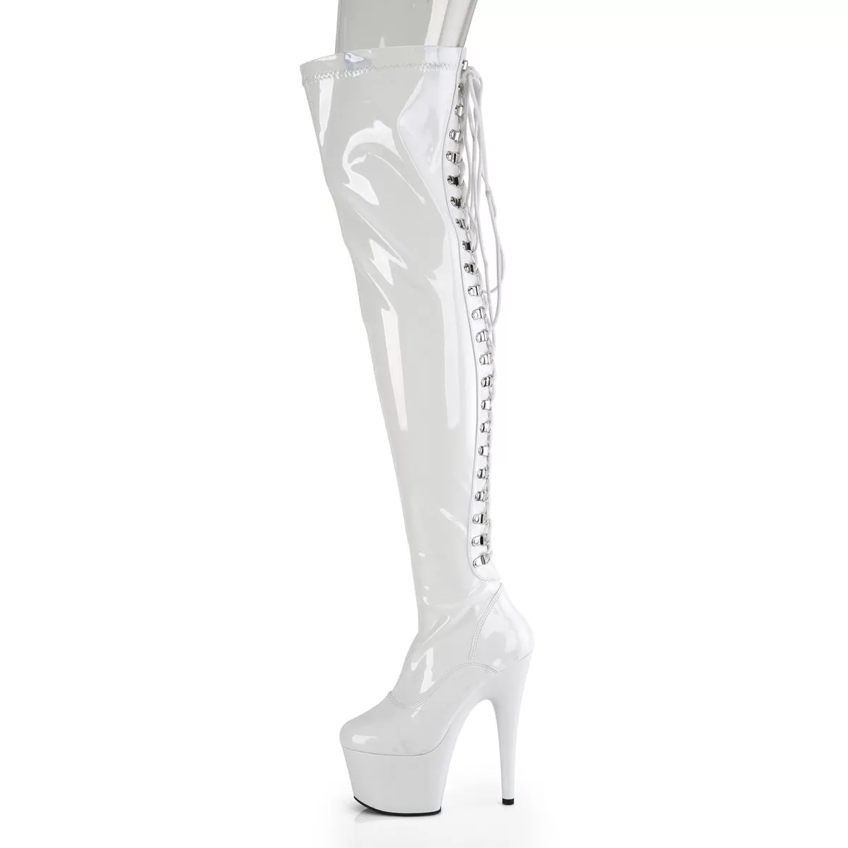 7 Inch Heel ADORE-3063 White Stretch Patent