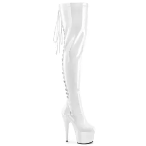 7 Inch Heel ADORE-3063 White Stretch Patent