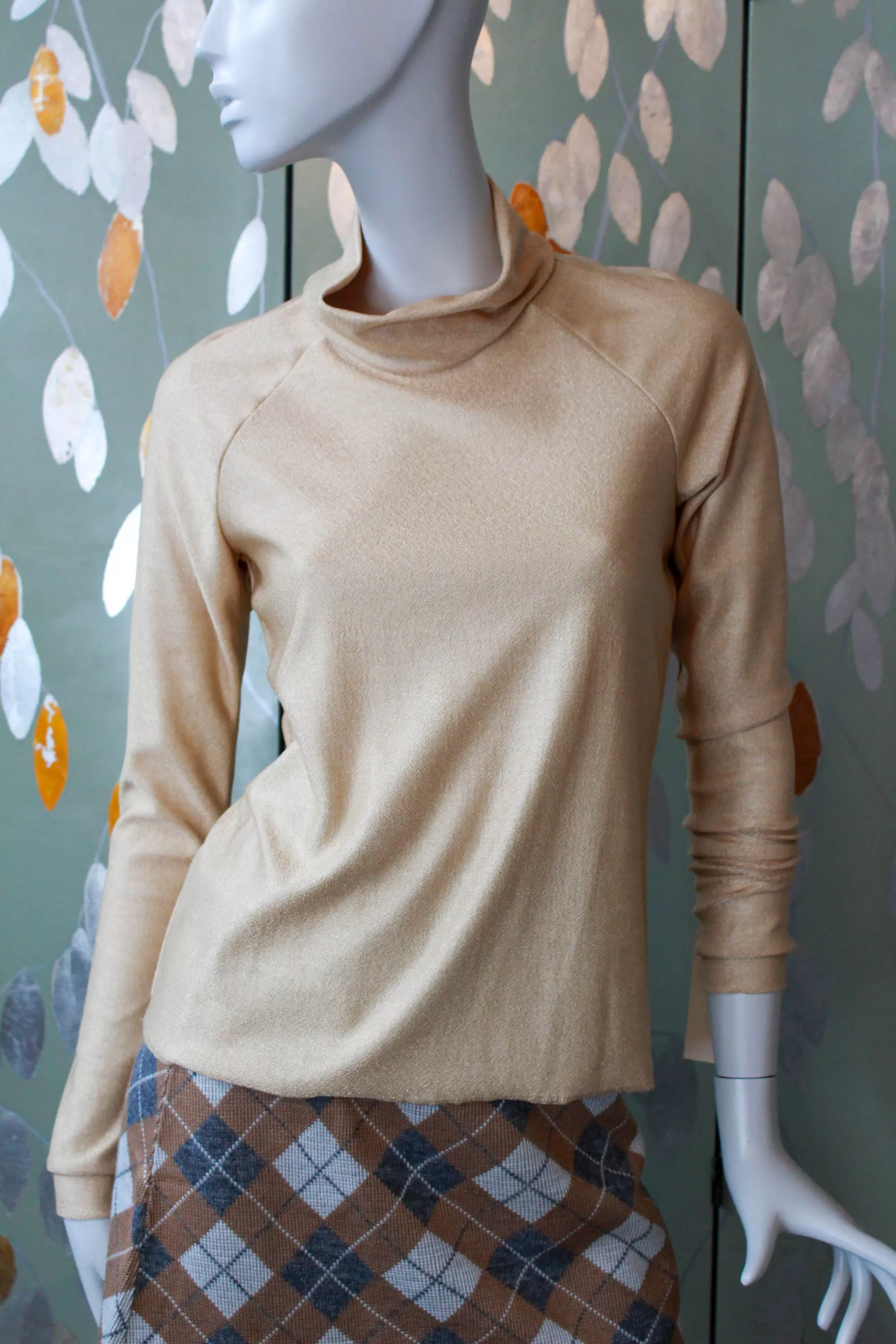 70s Gold Knit Mockneck, Small