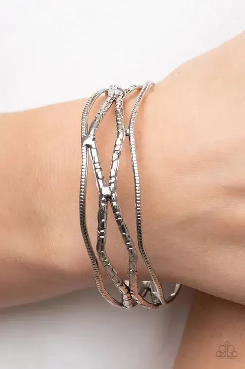 A Narrow ESCAPADE Silver Bracelet - Paparazzi Accessories