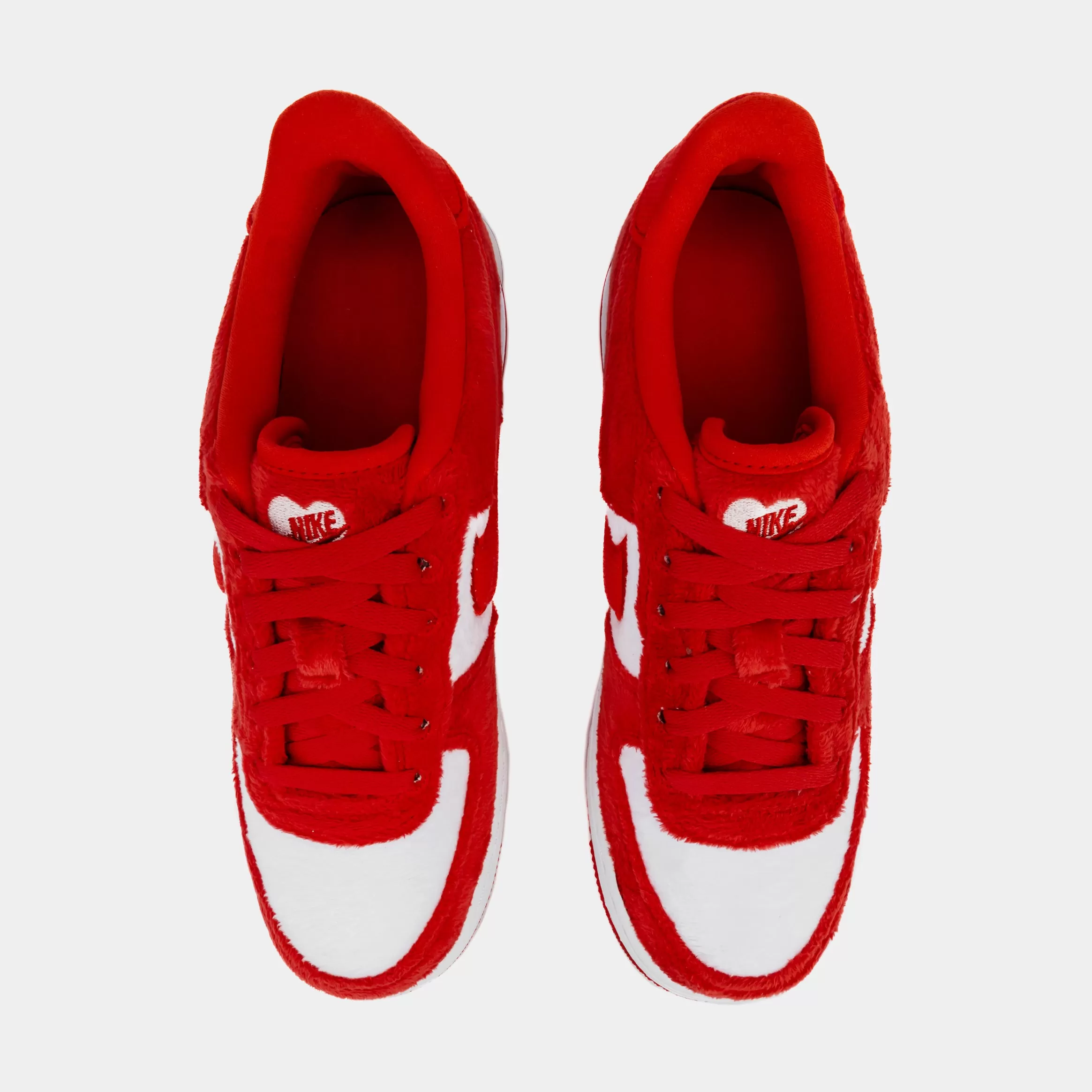 Air Force 1 Low Valentines Day Fleece Grade School Lifestyle Shoes (Fire Red/White/Pink Foam/Light Crimson)