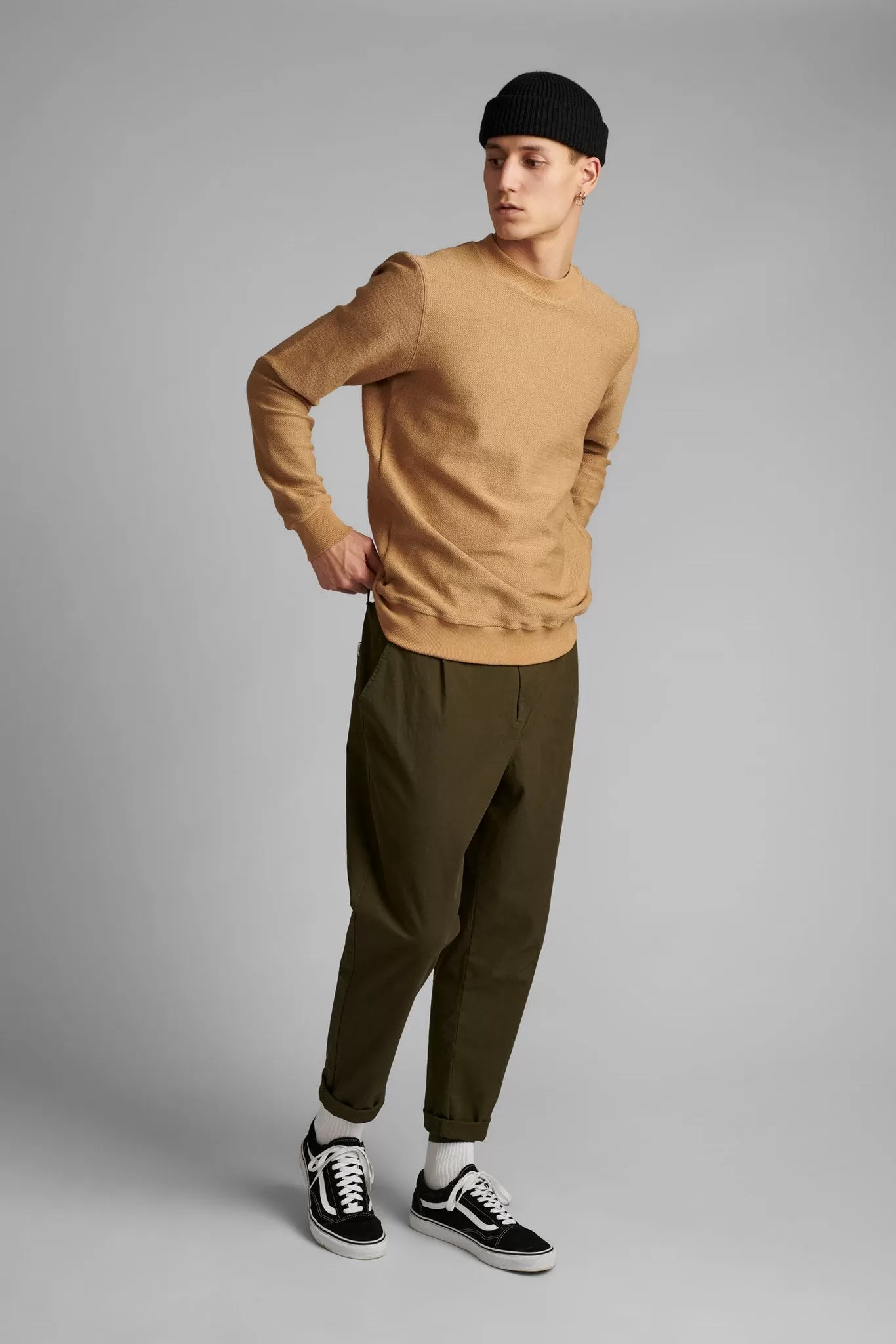 AKALLAN SOLID HERRINGBONE SWEAT - Incense