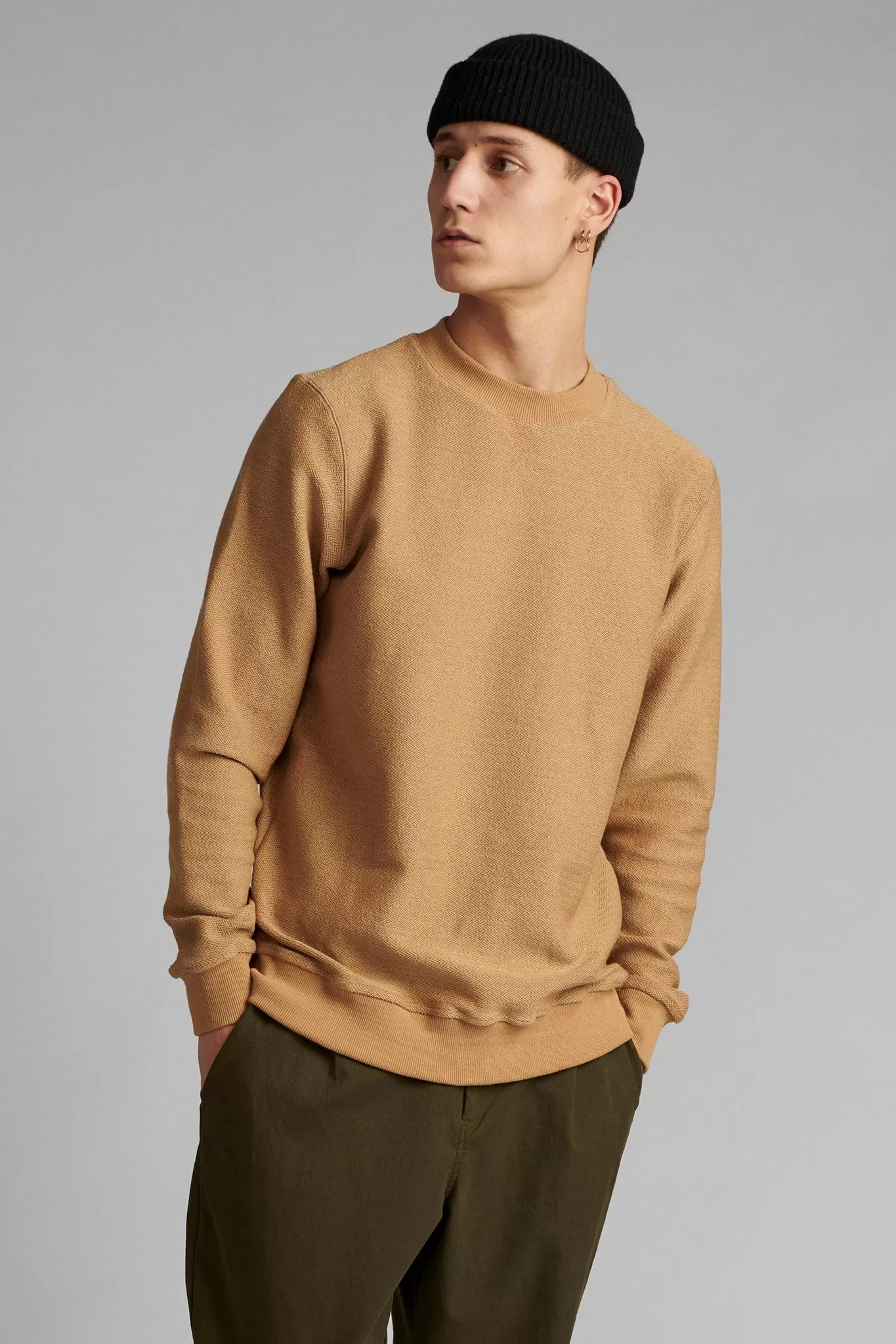 AKALLAN SOLID HERRINGBONE SWEAT - Incense