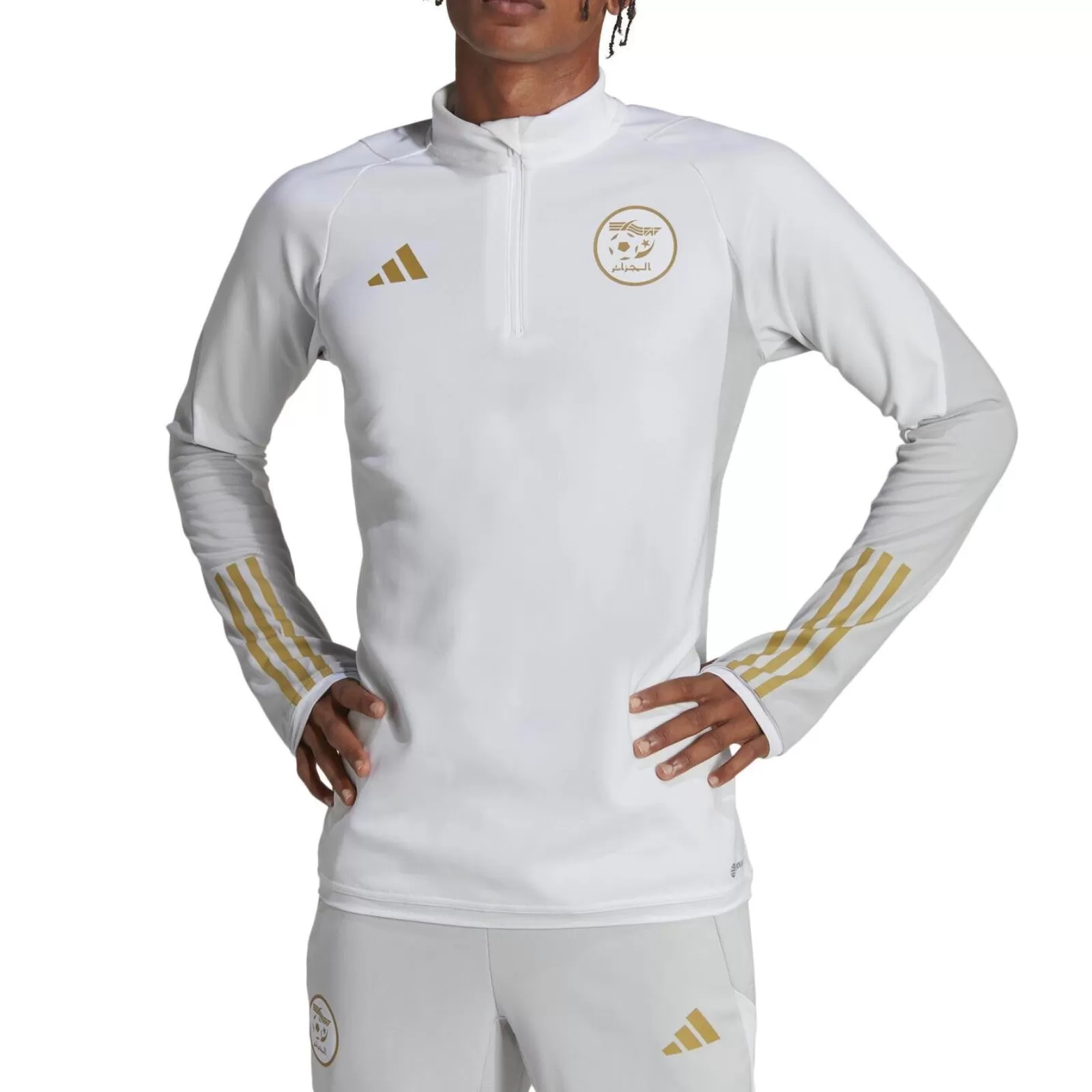 Algeria training technical Soccer tracksuit 2022/23 white/gold - Adidas