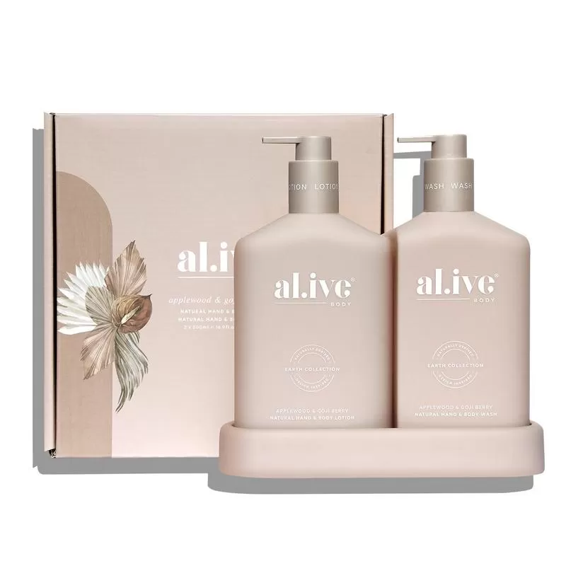 Al.ive Body Wash & Lotion Duo   Tray - Applewood & Goji Berry