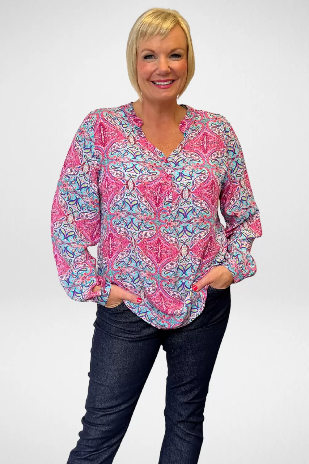 Allegra Shirt | Paisley Pink Multi