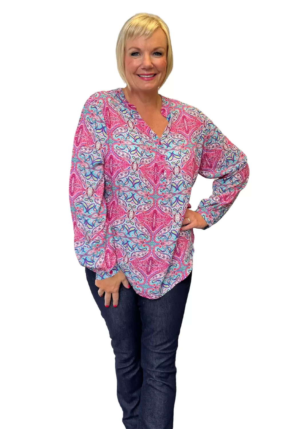 Allegra Shirt | Paisley Pink Multi