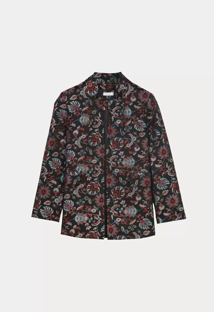 Allover Floral Lurex Jacquard Blazer