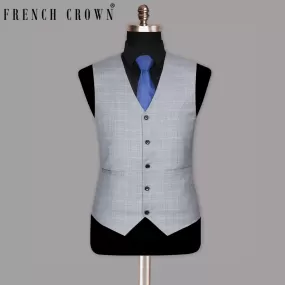 Aluminum Grey with Subtle Purple Checked Waistcoat