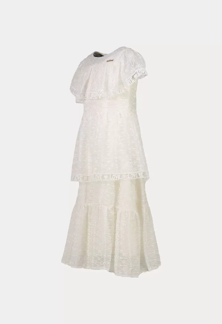 Amime Eyelet Embroidered Tiered Dress