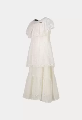 Amime Eyelet Embroidered Tiered Dress