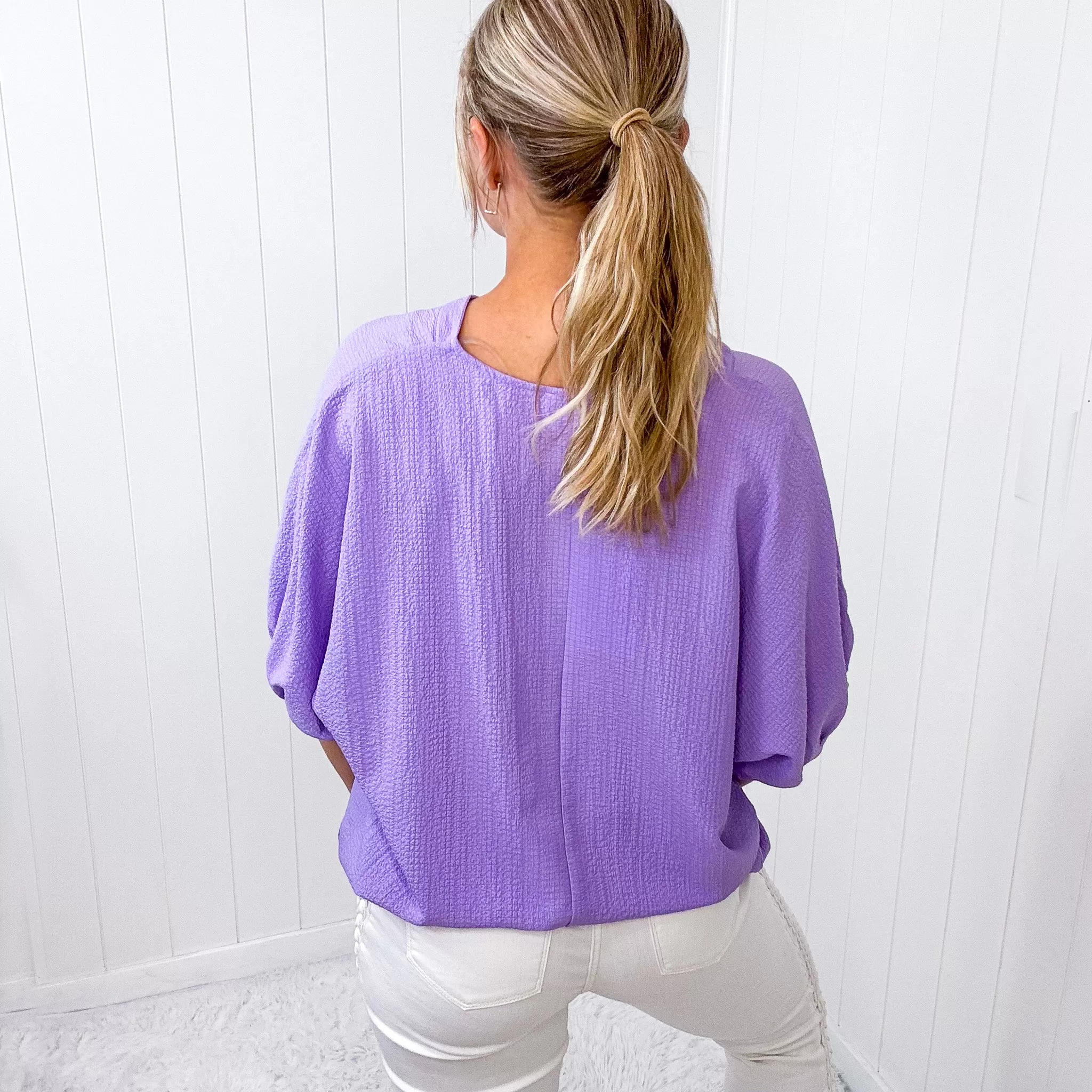 Andree By Unit Lavender V NeckLine Short Sleeve Blouse