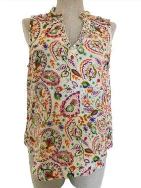 Another Love Paisley Print V-Neck Tank - Cream/Multi