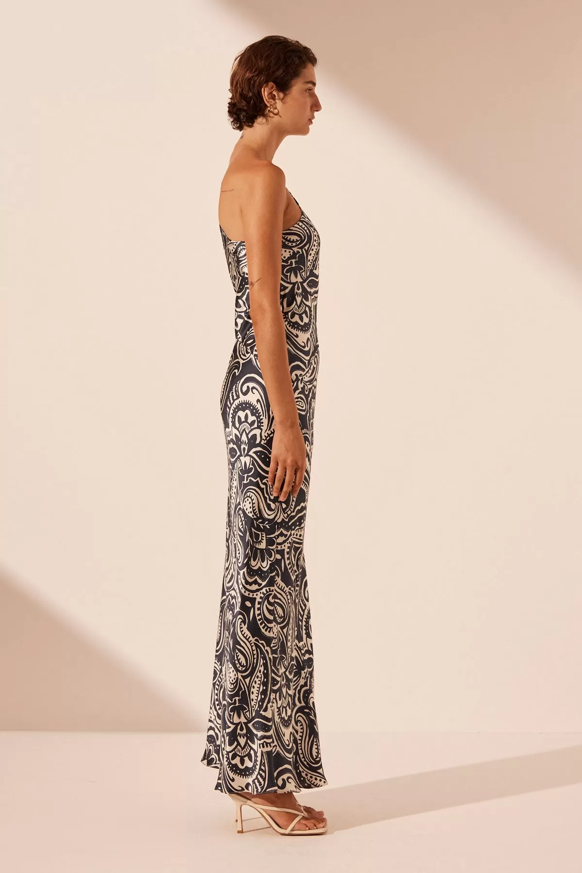 ANTHEA SILK ONE SHOULDER MAXI DRESS