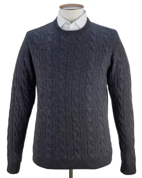 Anthracite Wool & Cashmere Cable Crewneck