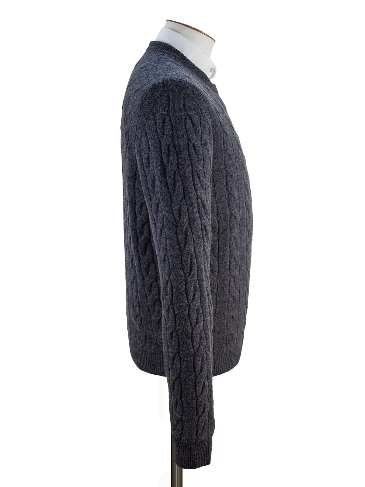 Anthracite Wool & Cashmere Cable Crewneck