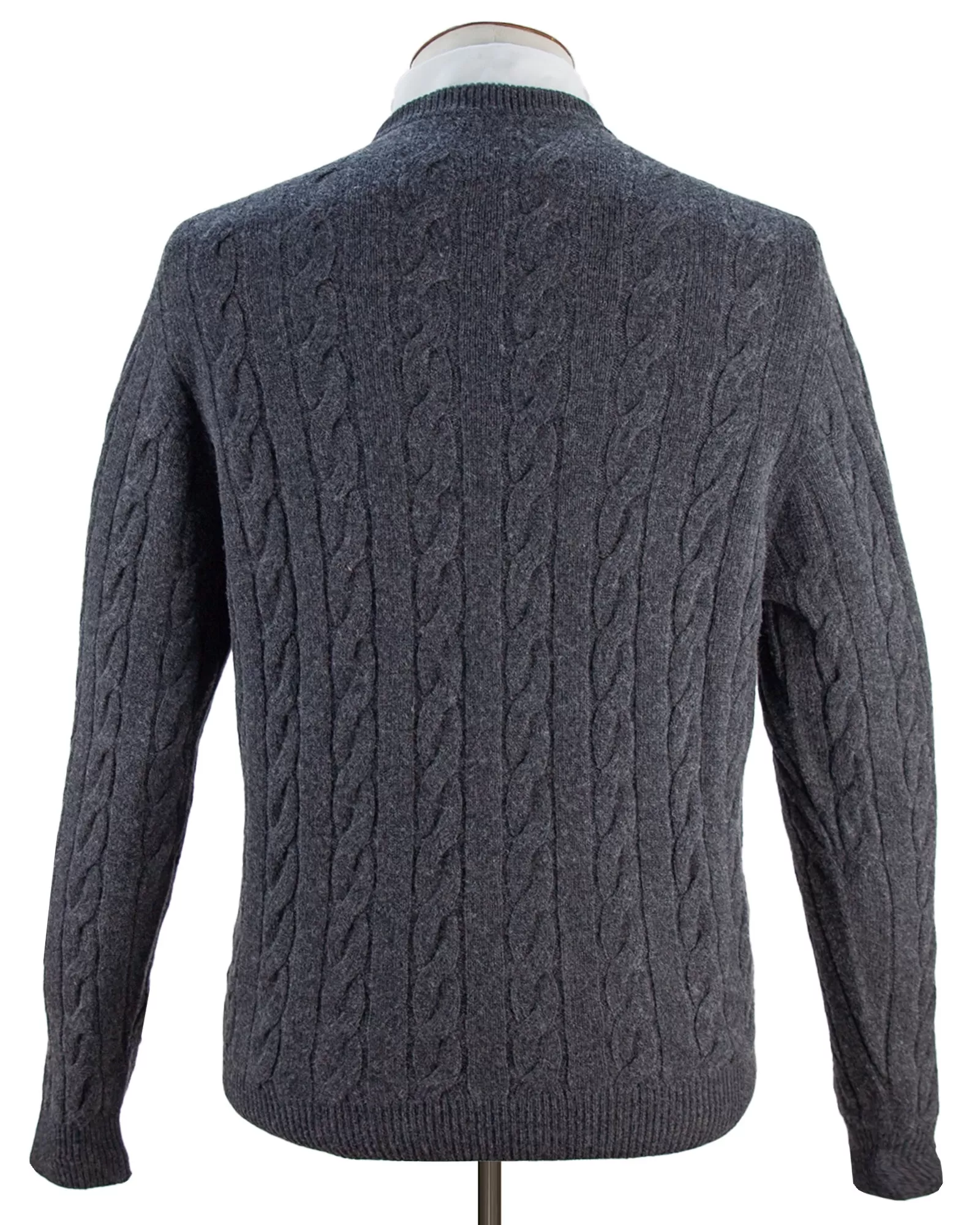 Anthracite Wool & Cashmere Cable Crewneck