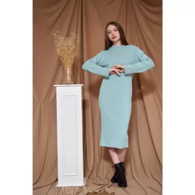 Aqua Ribbed Long Dress