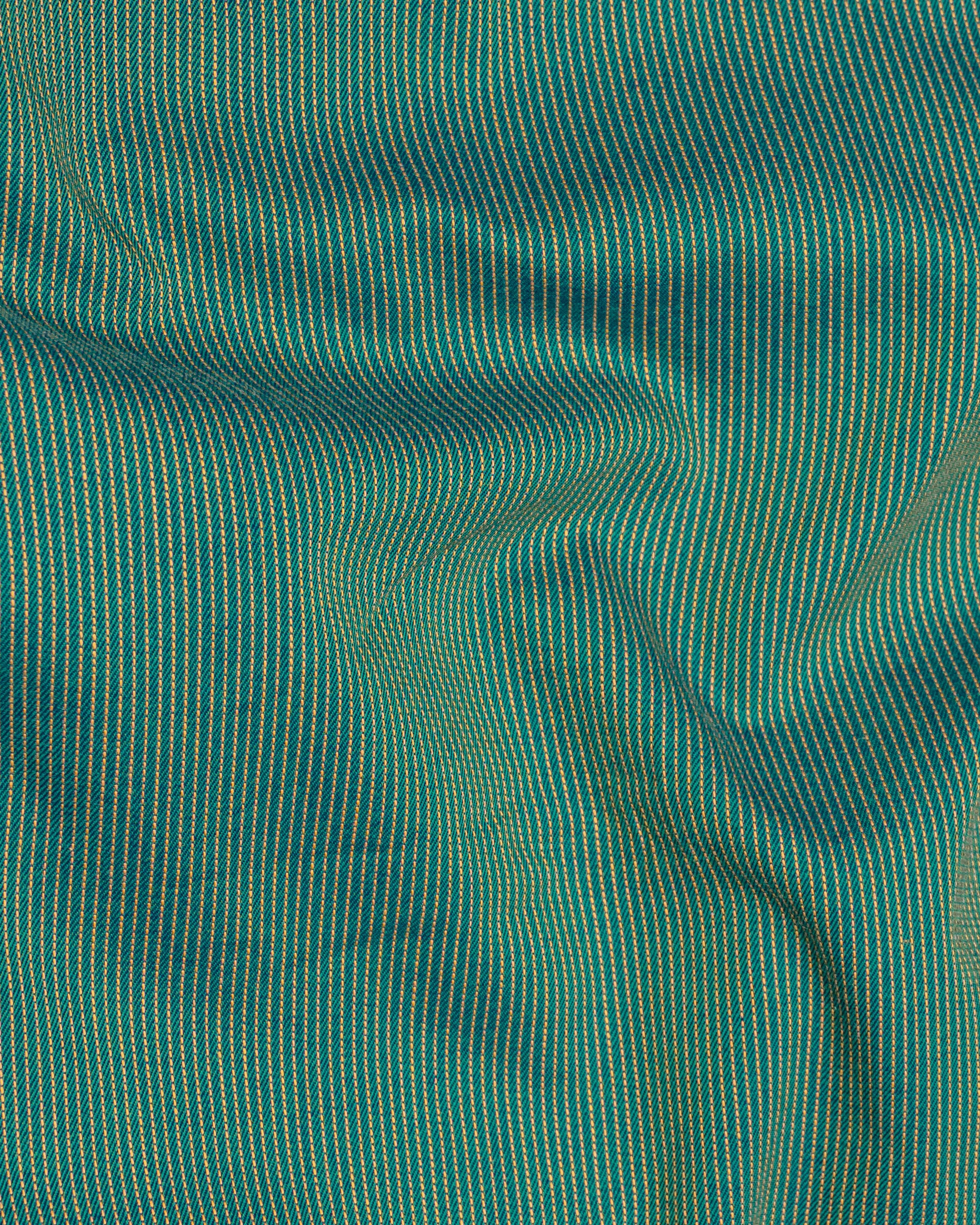 Aquamarine Green with Porche Yellow Two-Tone Jacquard Textured Premium Giza Cotton Shirt