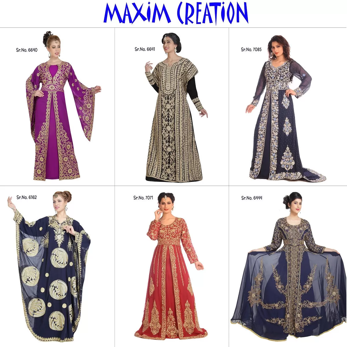 Arabian Caftan Dress With Floral Embroidery