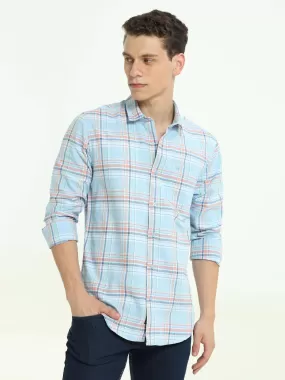 Arctic blue check casual shirt