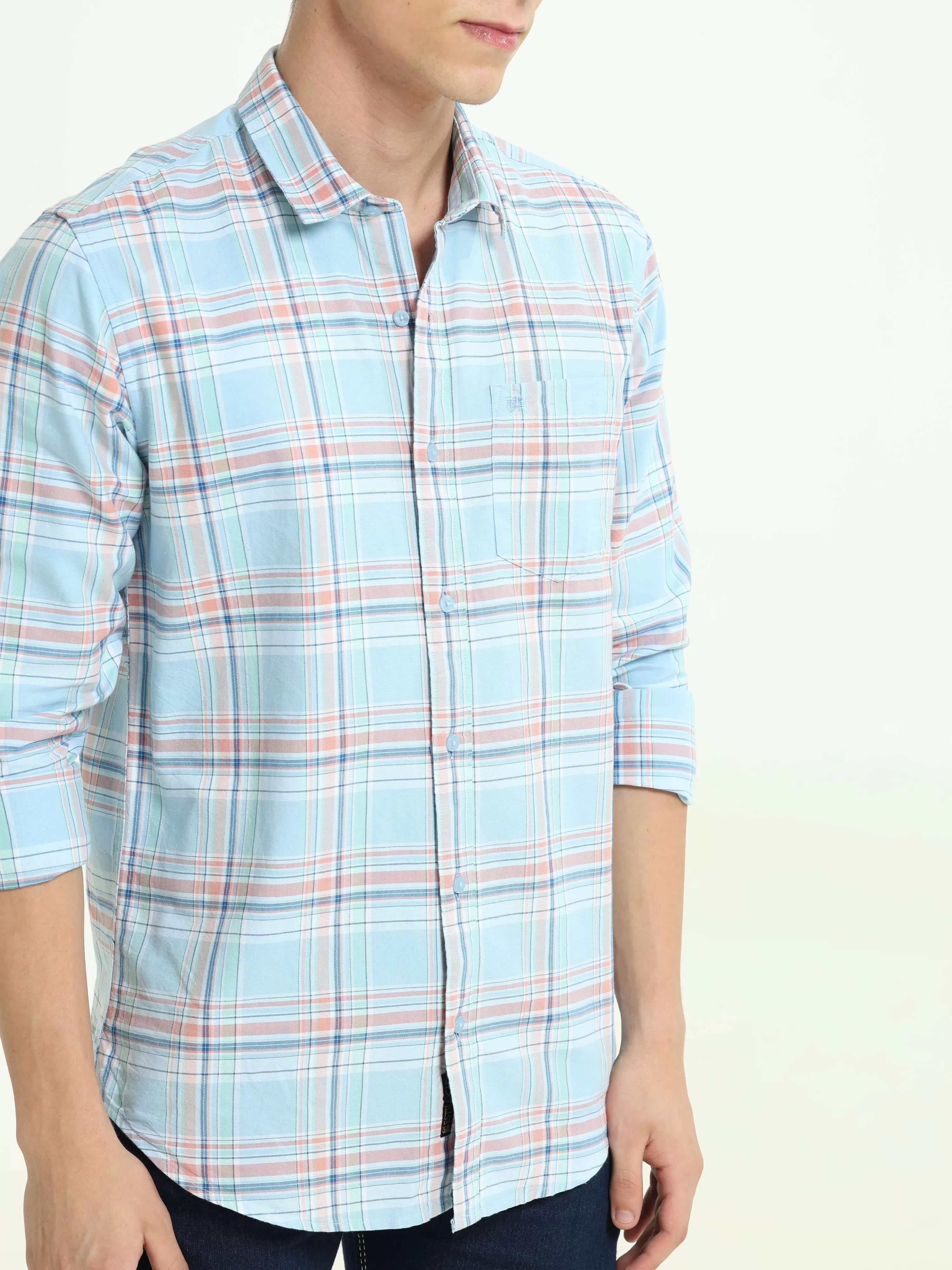 Arctic blue check casual shirt