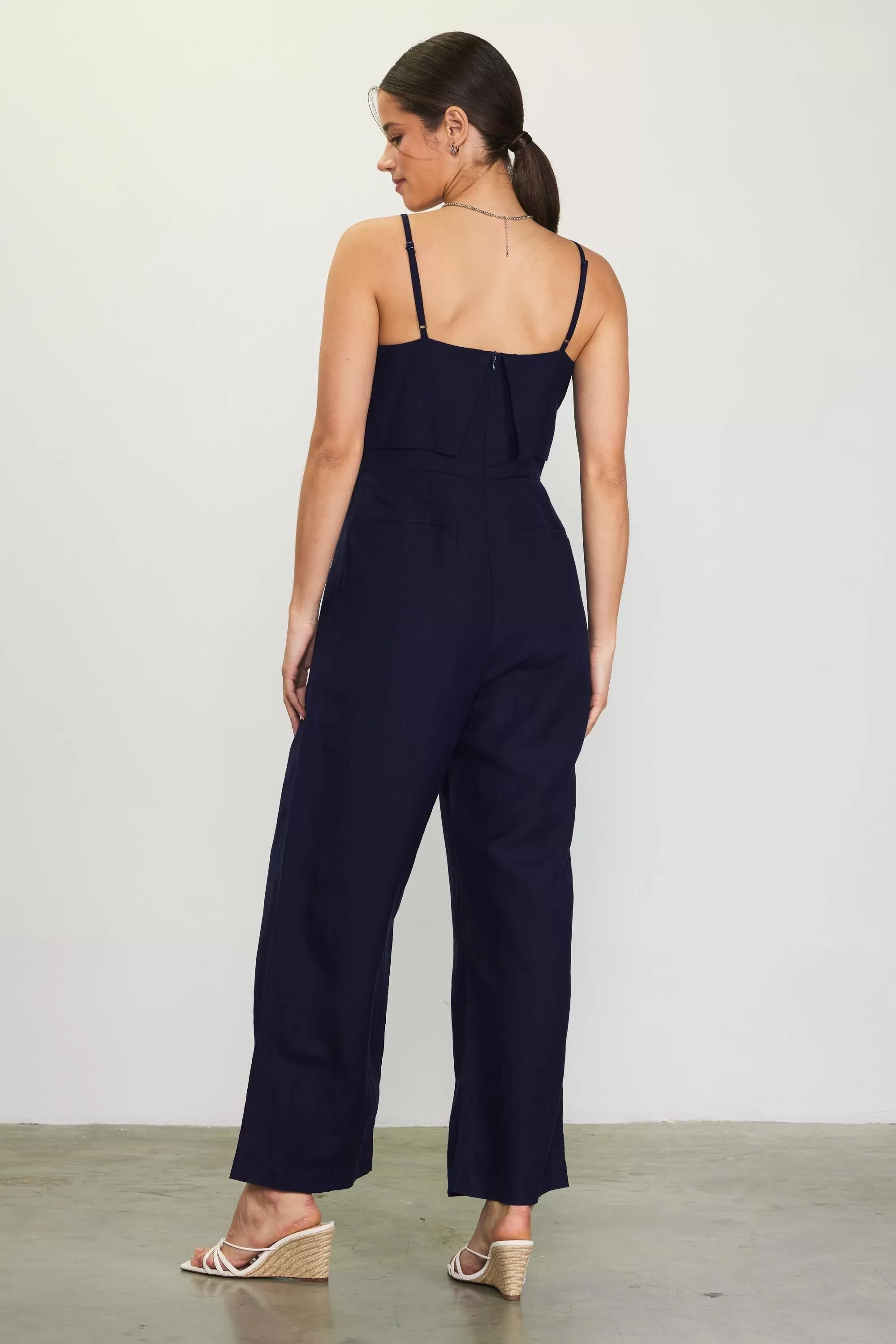 Asher Linen Jumpsuit (Navy)