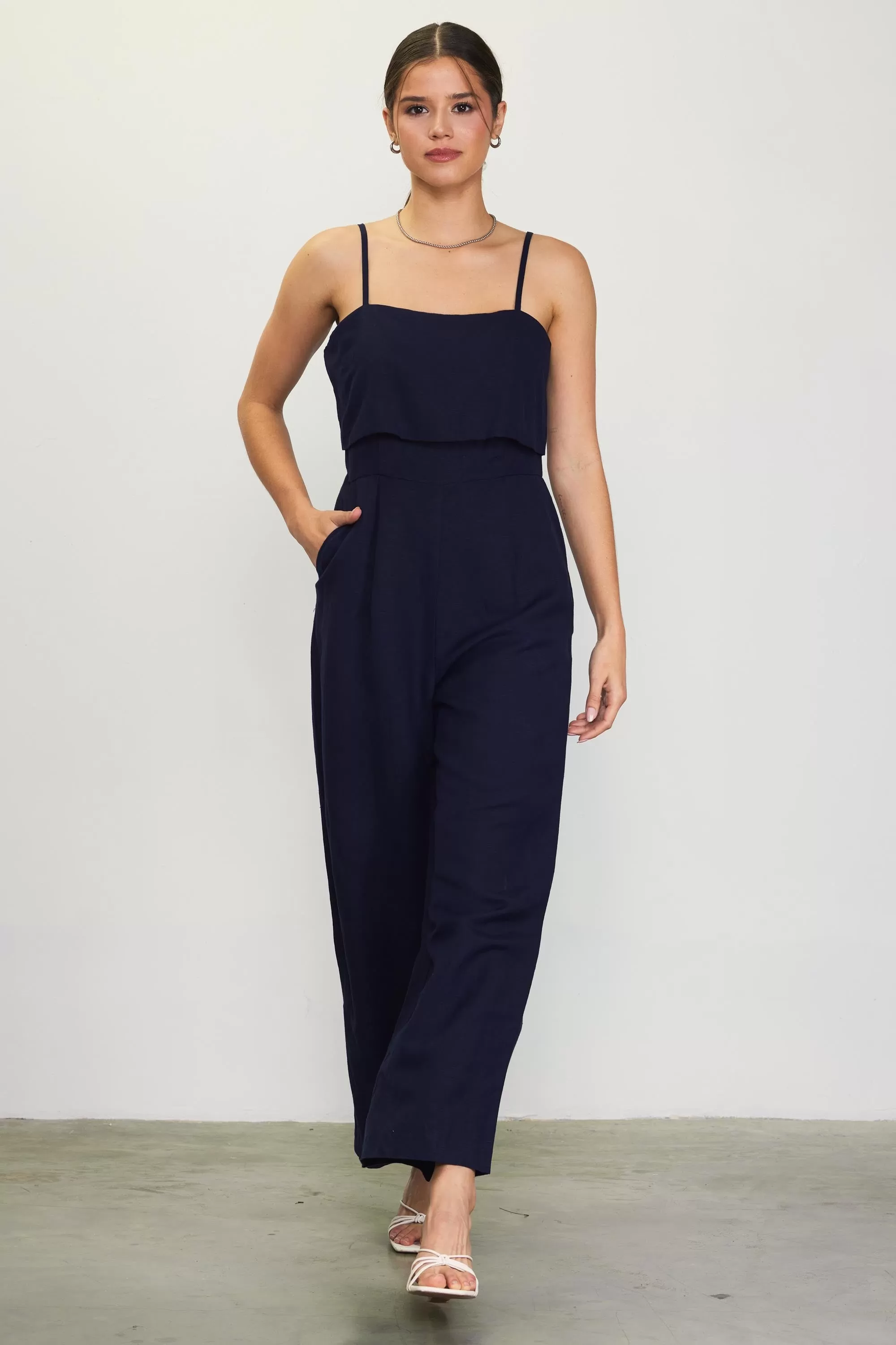 Asher Linen Jumpsuit (Navy)