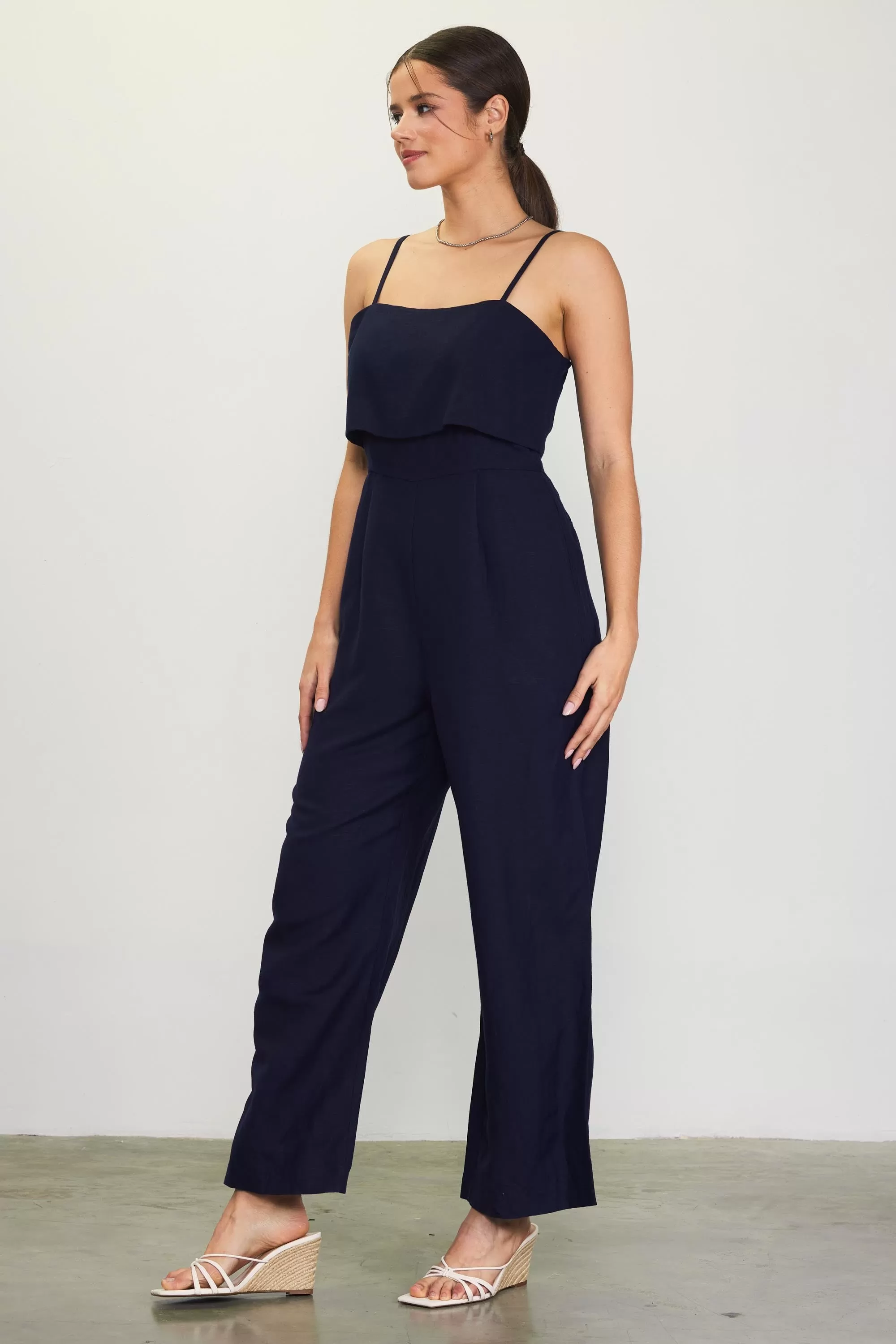 Asher Linen Jumpsuit (Navy)