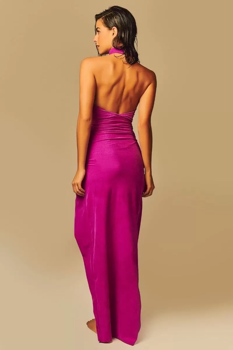 AURORA HIGH-NECK SLEEVELESS MAXI DRESS