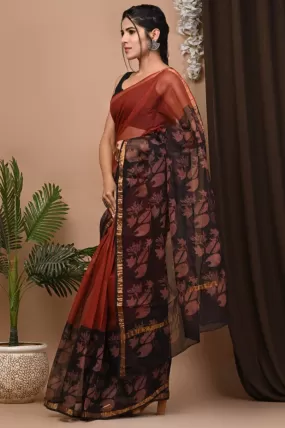 Authentic Deep Red Traditional Kota Doriya Print Saree