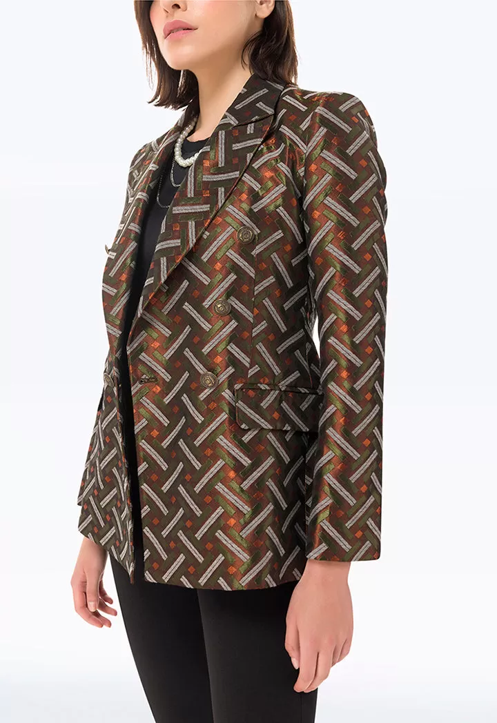 Basket Weave Look Classic Blazer