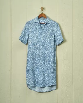 Beach Coverup in Atlantic Blue Paisley Linen