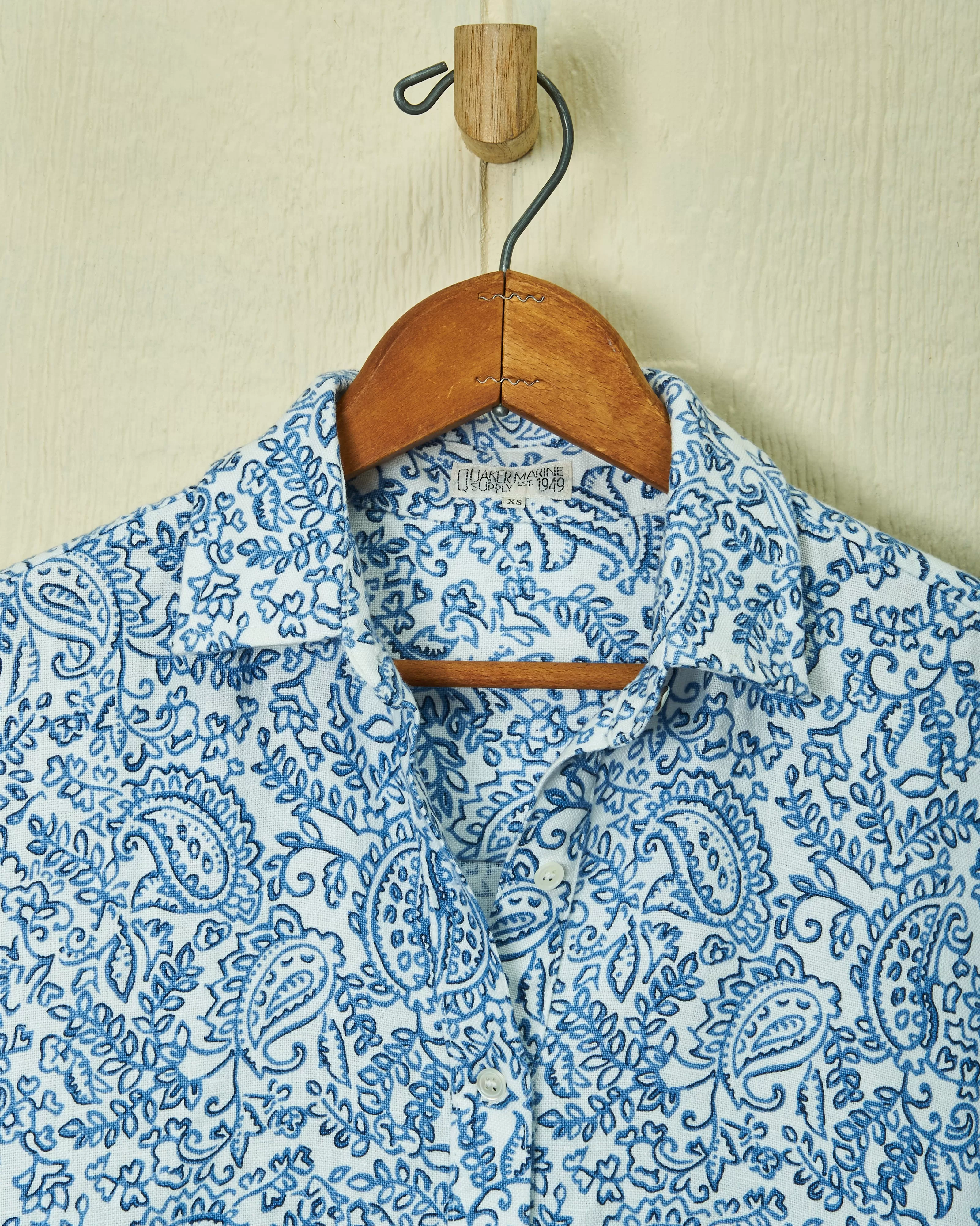 Beach Coverup in Atlantic Blue Paisley Linen