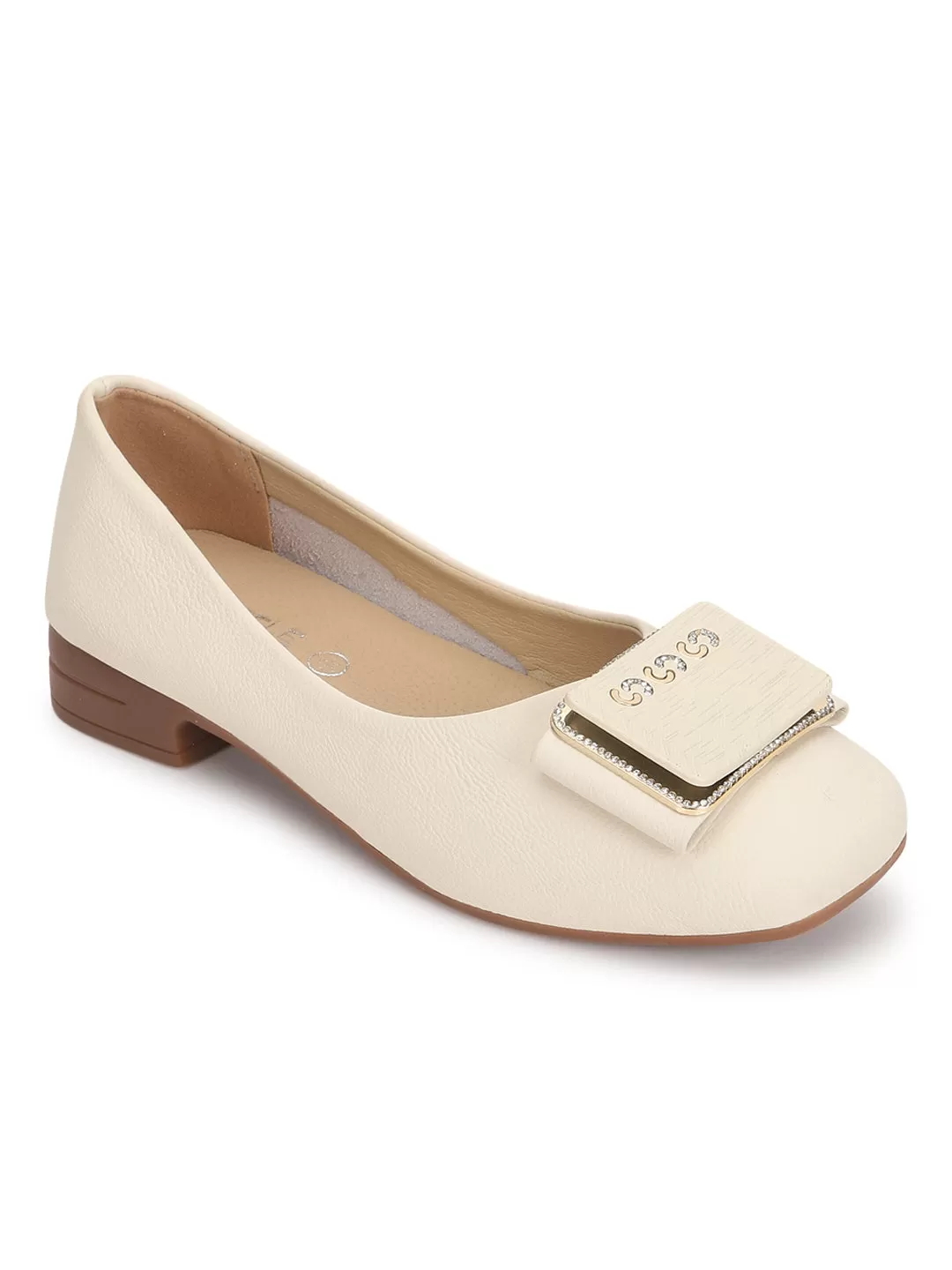 Beige PU Ballerina Flats (TC-RS3631-BEIG)