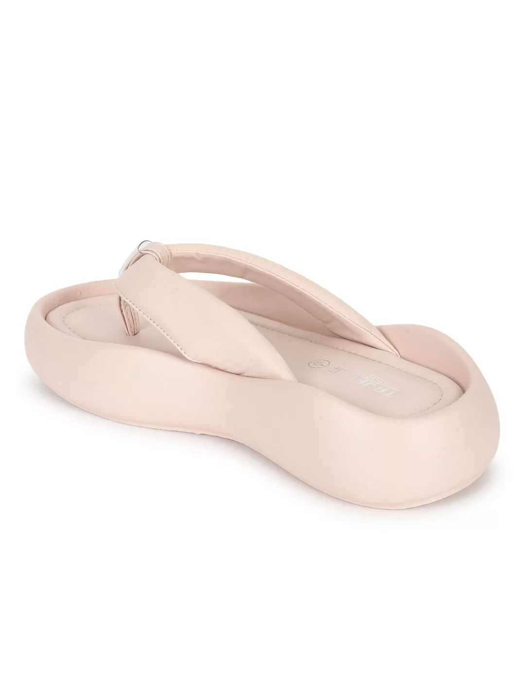 Beige PU T-Strap Stylish Flats (TC-RS3582-BEIG)