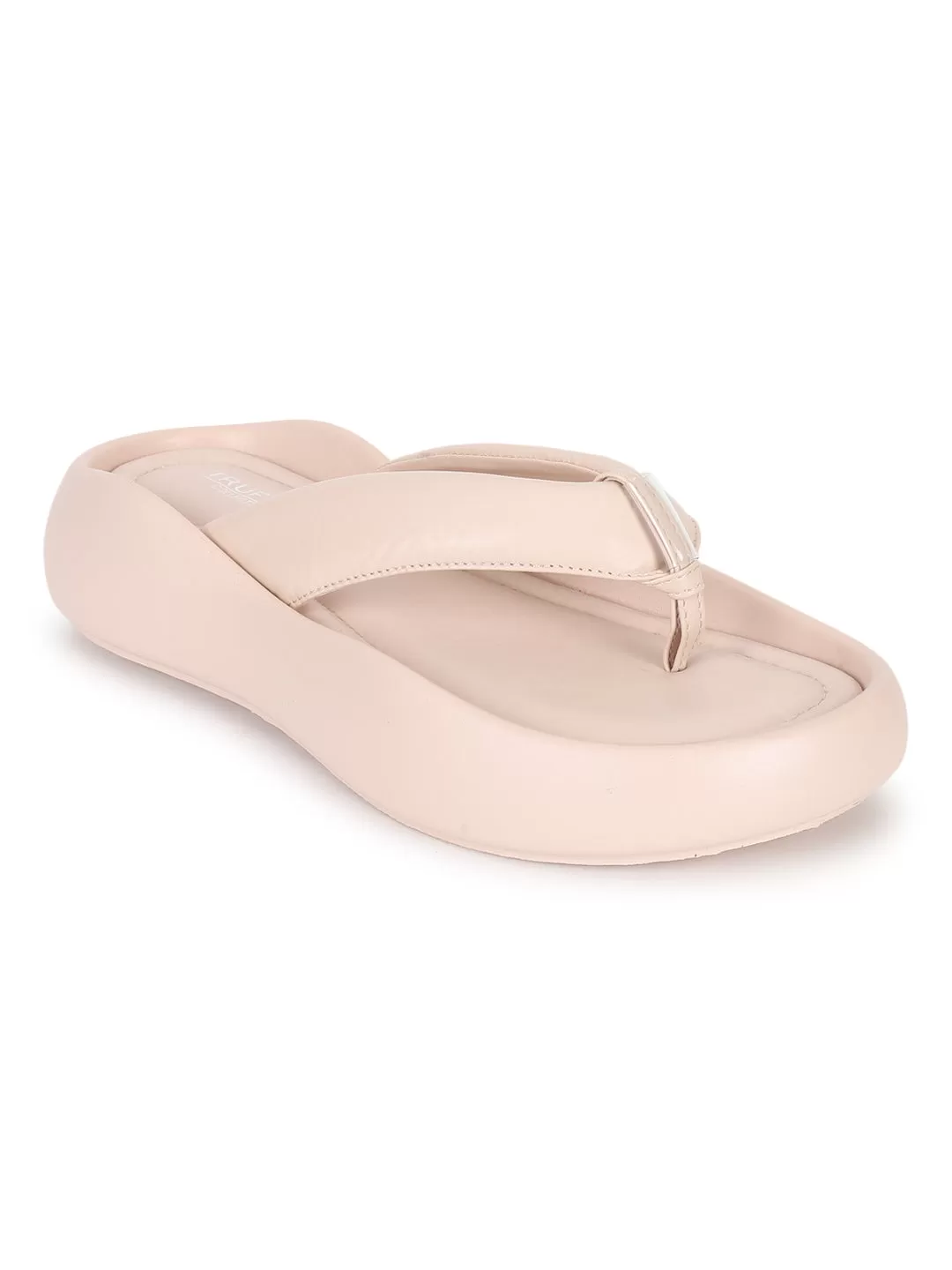 Beige PU T-Strap Stylish Flats (TC-RS3582-BEIG)