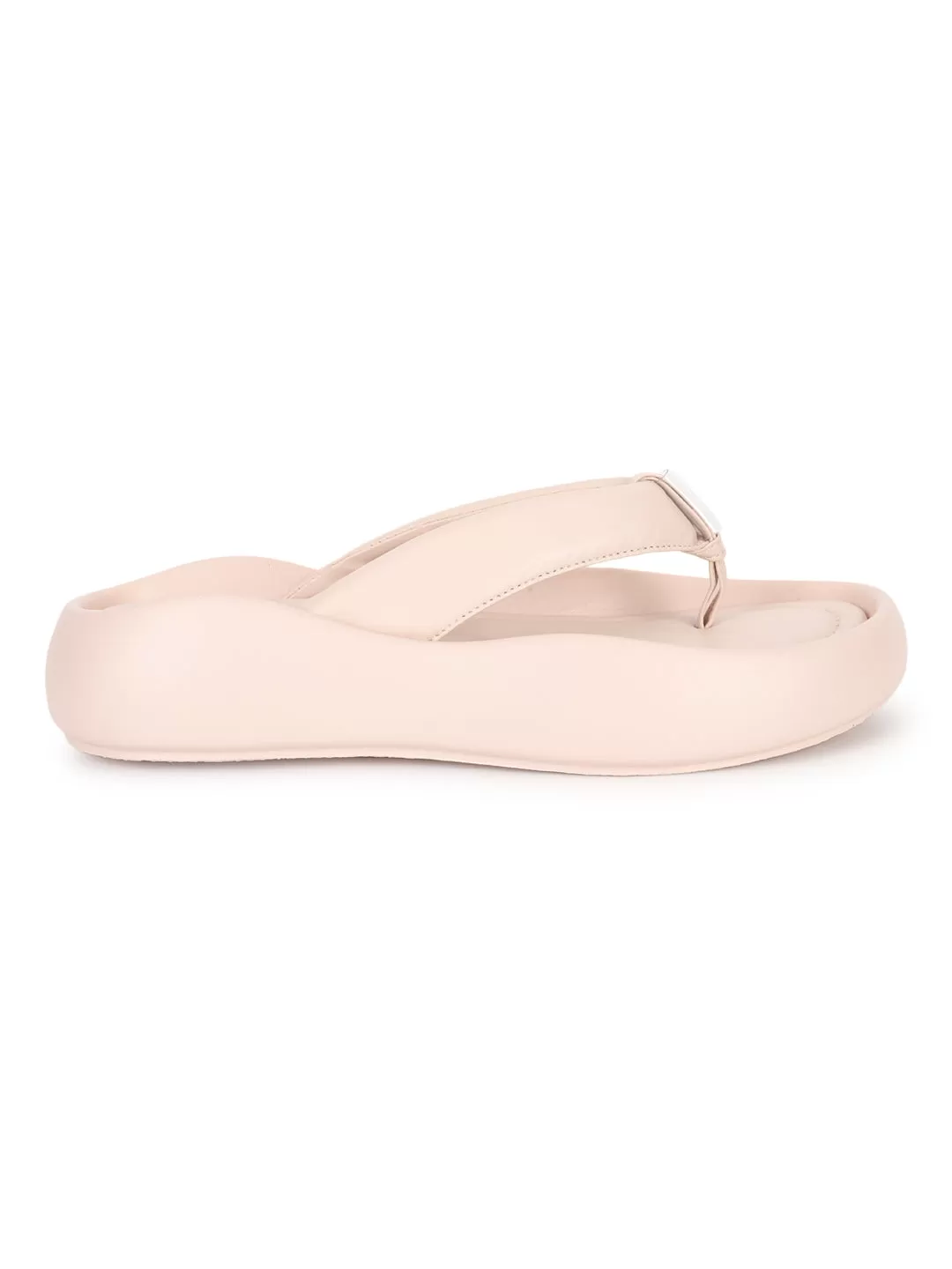 Beige PU T-Strap Stylish Flats (TC-RS3582-BEIG)