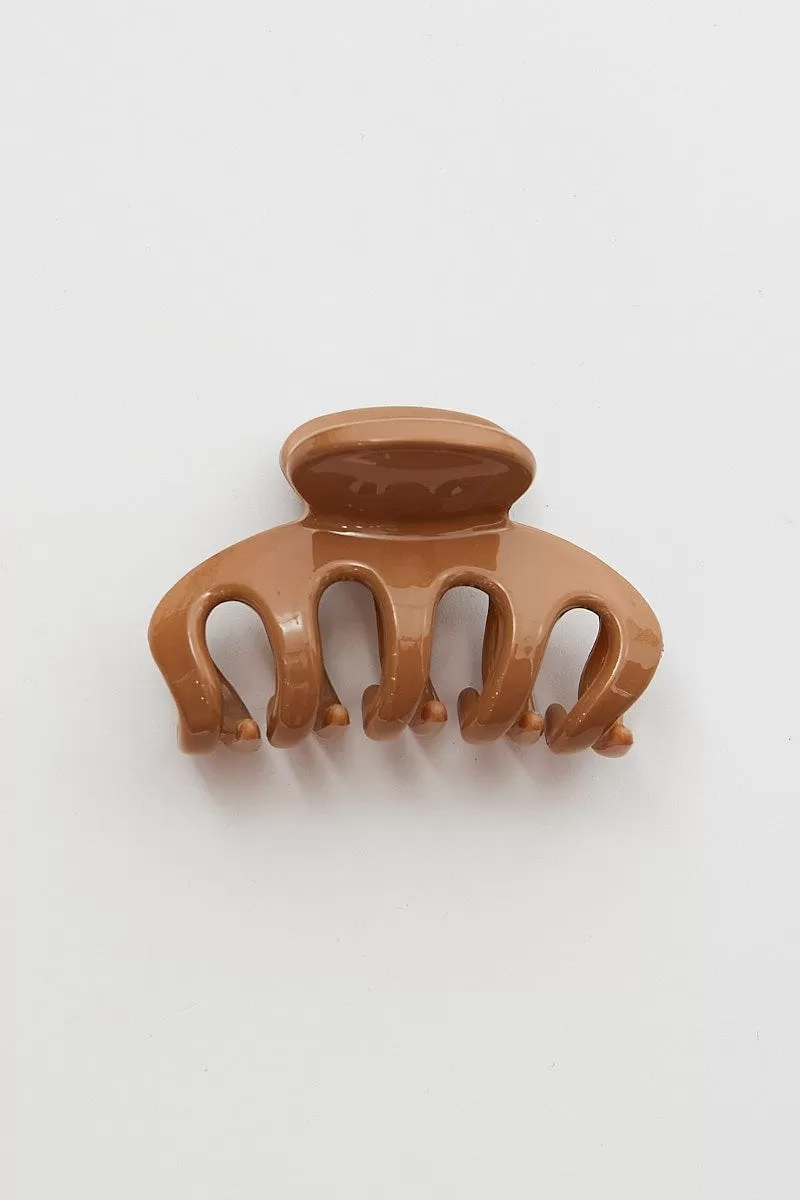 Beige Solid Hair Claw Clip