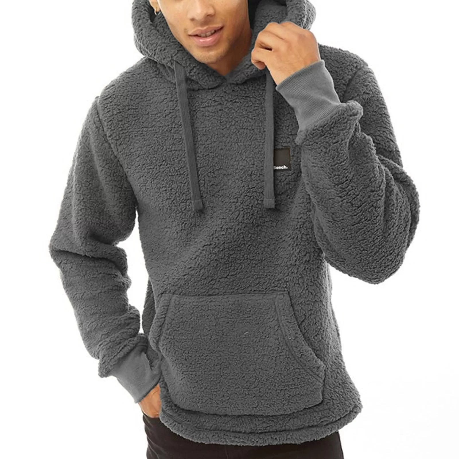 Bench Mens Jerry Borg Pullover Teddy Bear Fleece Hoodie