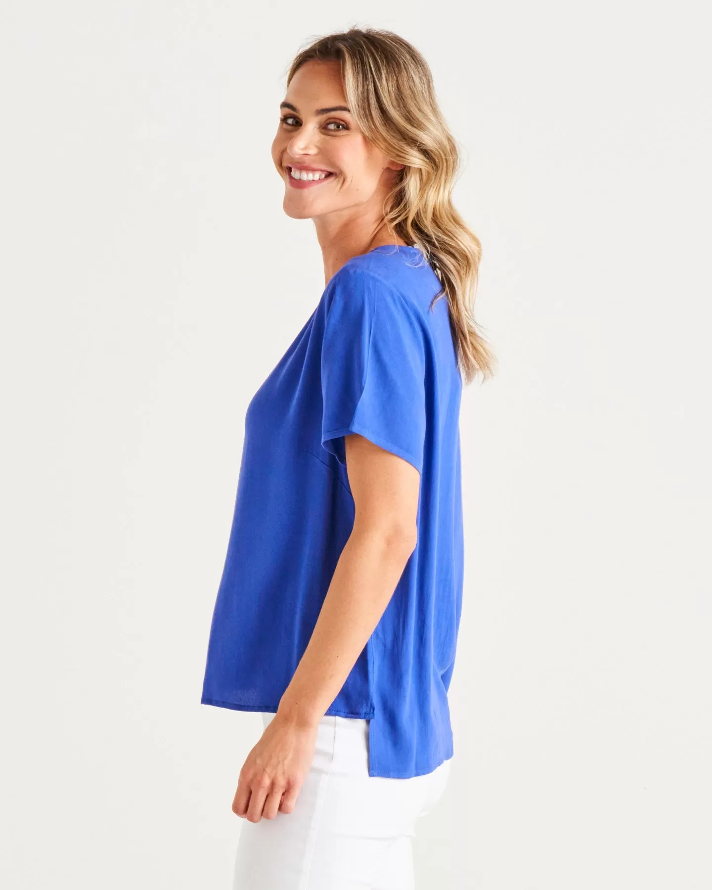 Betty Basics Sangria Top - Deco Blue