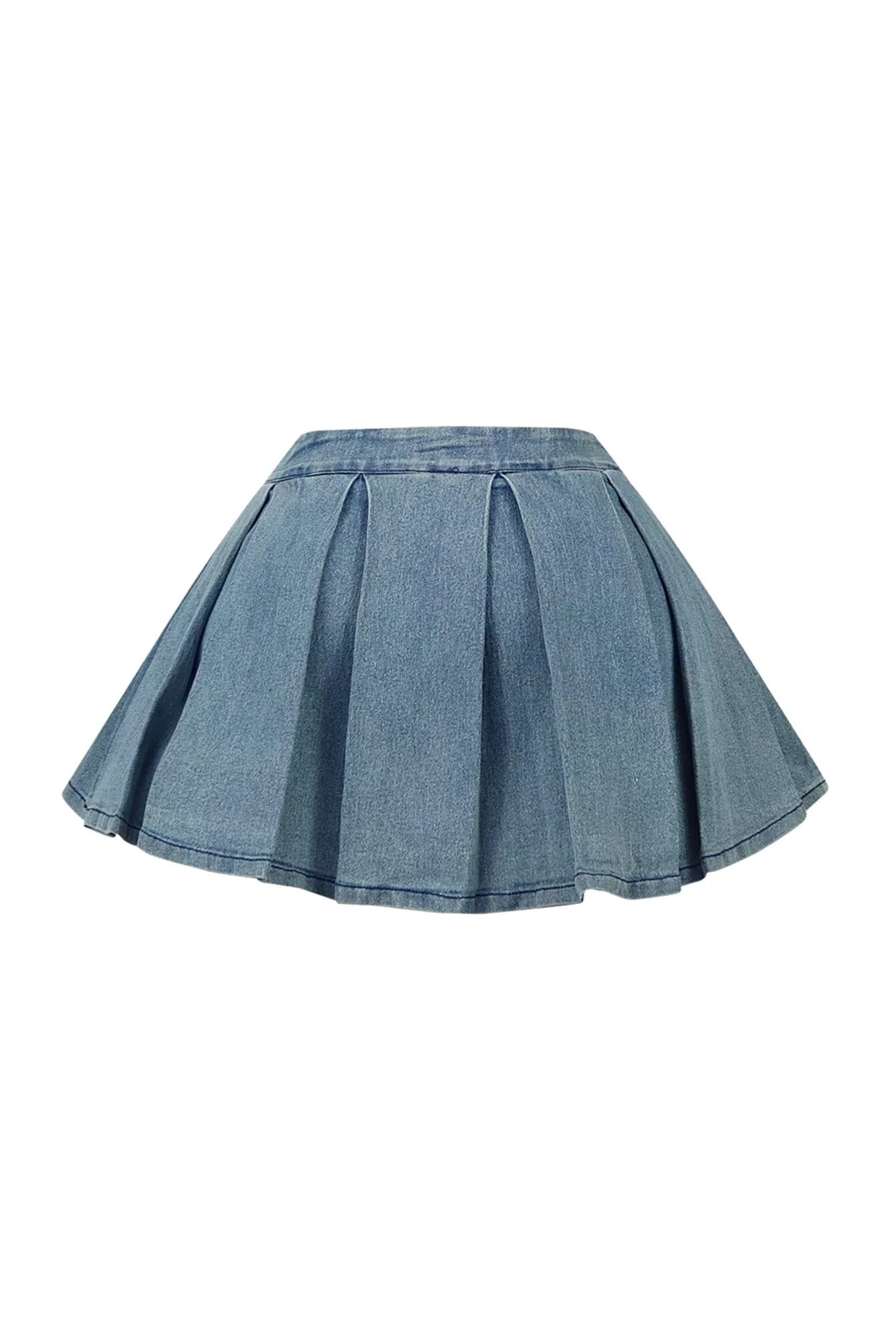 Birdie Pleated Denim Mini Skirt