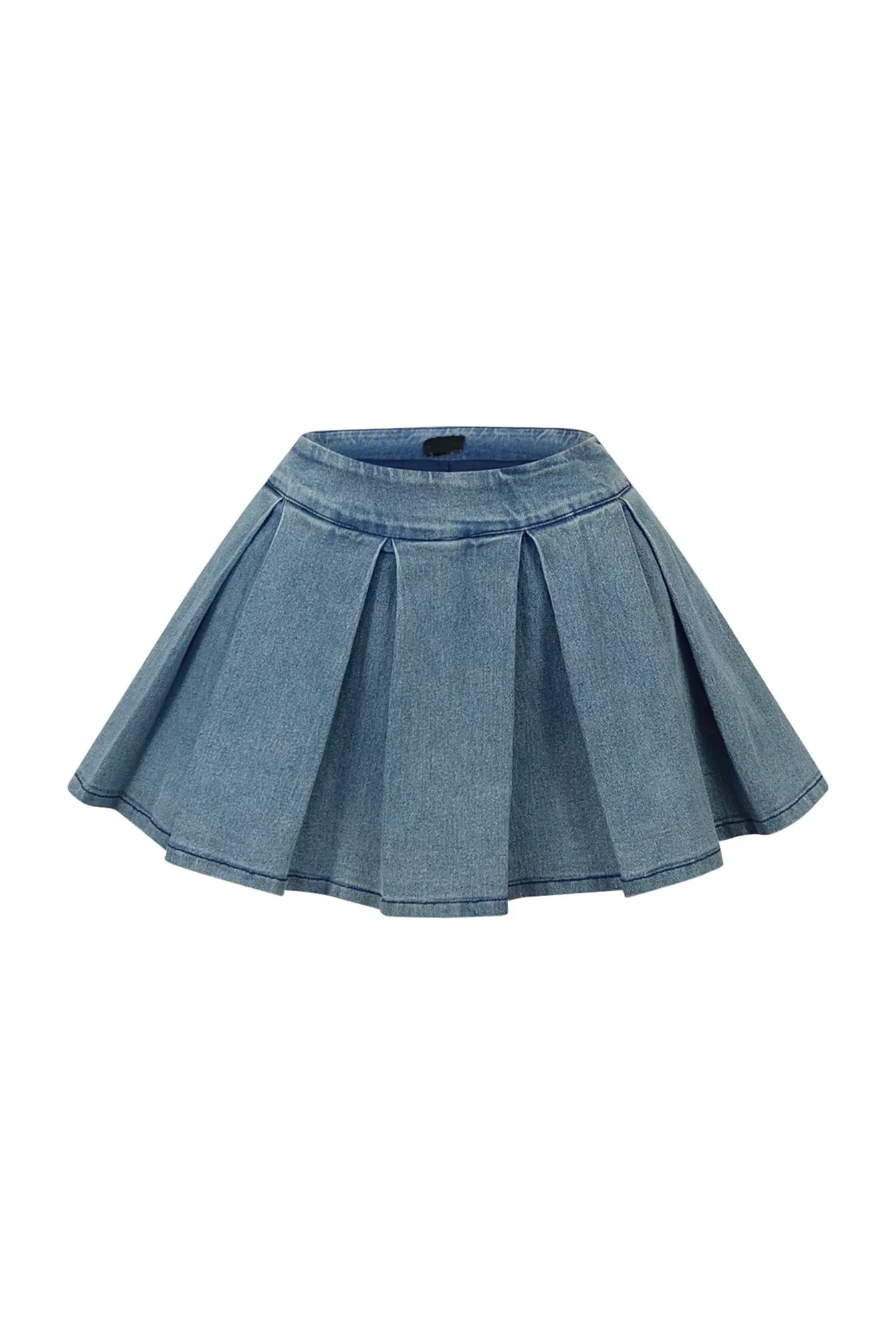 Birdie Pleated Denim Mini Skirt