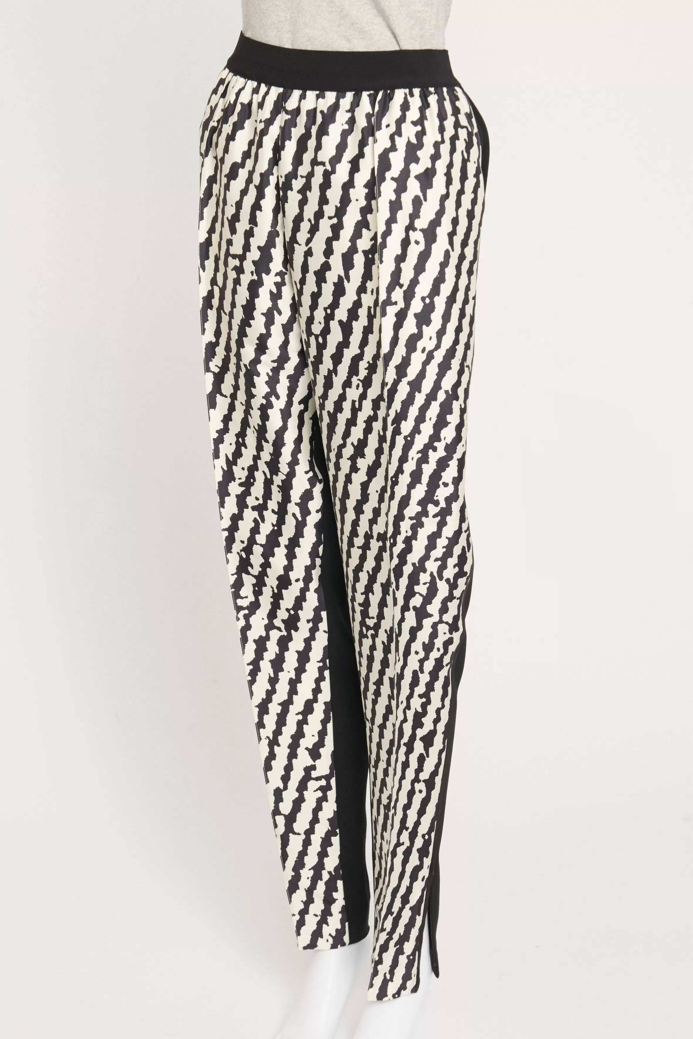 Black and White Abstract Tapered Trousers